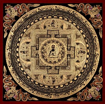 Original Painting of Buddha Shakyamuni Mandala Thangka Painting | 24 K Gold Work With Intricate Workmanship